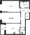 Планировка двухкомнатной квартиры площадью 59.14 кв. м в новостройке ЖК Cube