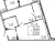 Планировка однокомнатных апартаментов площадью 43.91 кв. м в новостройке Апартаменты "17/33 Петровский остров"