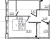 Планировка однокомнатных апартаментов площадью 39.43 кв. м в новостройке Апартаменты "17/33 Петровский остров"