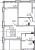 Планировка однокомнатных апартаментов площадью 43.19 кв. м в новостройке Апартаменты "17/33 Петровский остров"