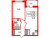 Планировка однокомнатной квартиры площадью 41.5 кв. м в новостройке ЖК "Стрижи в Невском 2"