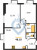 Планировка двухкомнатной квартиры площадью 48.1 кв. м в новостройке ЖК "Заречный парк"
