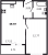 Планировка однокомнатной квартиры площадью 39.97 кв. м в новостройке ЖК "ID Murino II" 