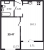 Планировка однокомнатной квартиры площадью 39.47 кв. м в новостройке ЖК "ID Murino II" 