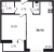 Планировка однокомнатной квартиры площадью 36.54 кв. м в новостройке ЖК "ID Murino II" 