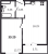 Планировка однокомнатной квартиры площадью 39.2 кв. м в новостройке ЖК "ID Murino II" 