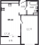 Планировка однокомнатной квартиры площадью 39.44 кв. м в новостройке ЖК "ID Murino II" 