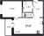 Планировка однокомнатной квартиры площадью 37.67 кв. м в новостройке ЖК "ID Murino II" 