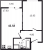 Планировка однокомнатной квартиры площадью 42.58 кв. м в новостройке ЖК "ID Murino II" 