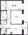 Планировка двухкомнатной квартиры площадью 45.54 кв. м в новостройке ЖК "ID Murino II" 