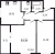 Планировка двухкомнатной квартиры площадью 53.33 кв. м в новостройке ЖК "ID Murino II" 