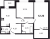 Планировка двухкомнатной квартиры площадью 52.26 кв. м в новостройке ЖК "ID Murino II" 