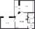 Планировка двухкомнатной квартиры площадью 47.39 кв. м в новостройке ЖК "ID Murino II" 