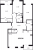 Планировка трехкомнатной квартиры площадью 104.04 кв. м в новостройке ЖК "ID Murino II" 