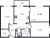 Планировка трехкомнатной квартиры площадью 57.69 кв. м в новостройке ЖК "ID Murino II" 