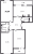 Планировка трехкомнатной квартиры площадью 76.64 кв. м в новостройке ЖК "ID Murino II" 