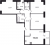 Планировка трехкомнатной квартиры площадью 73.04 кв. м в новостройке ЖК "ID Murino II" 
