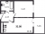 Планировка однокомнатной квартиры площадью 32.08 кв. м в новостройке ЖК "Аквилон Stories"