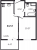 Планировка однокомнатной квартиры площадью 34.57 кв. м в новостройке ЖК "Аквилон Stories"