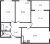 Планировка трехкомнатной квартиры площадью 75.24 кв. м в новостройке ЖК "Аквилон Stories"