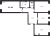 Планировка трехкомнатной квартиры площадью 87.66 кв. м в новостройке ЖК "Мануфактура James Beck"