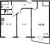 Планировка двухкомнатной квартиры площадью 49.66 кв. м в новостройке ЖК "Тандем"
