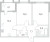 Планировка двухкомнатной квартиры площадью 57.75 кв. м в новостройке ЖК "ЮгТаун. Олимпийские кварталы"