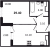 Планировка однокомнатной квартиры площадью 29.4 кв. м в новостройке ЖК "Тайм Сквер"