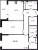 Планировка двухкомнатной квартиры площадью 69.4 кв. м в новостройке ЖК "Тайм Сквер"