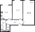 Планировка двухкомнатной квартиры площадью 57.71 кв. м в новостройке ЖК "Невская история"