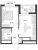 Планировка однокомнатной квартиры площадью 34.44 кв. м в новостройке ЖК "Glorax Заневский"