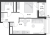 Планировка однокомнатной квартиры площадью 44.7 кв. м в новостройке ЖК "Glorax Заневский"