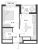 Планировка однокомнатной квартиры площадью 34.41 кв. м в новостройке ЖК "Glorax Заневский"
