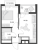 Планировка однокомнатной квартиры площадью 34.88 кв. м в новостройке ЖК "Glorax Заневский"