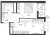 Планировка однокомнатной квартиры площадью 42.97 кв. м в новостройке ЖК "Glorax Заневский"