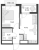 Планировка однокомнатной квартиры площадью 35.76 кв. м в новостройке ЖК "Glorax Заневский"