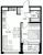 Планировка однокомнатной квартиры площадью 44.5 кв. м в новостройке ЖК "Glorax Premium Василеостровский"