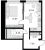Планировка однокомнатной квартиры площадью 44.84 кв. м в новостройке ЖК "Glorax Premium Василеостровский"