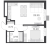 Планировка однокомнатной квартиры площадью 41.17 кв. м в новостройке ЖК "GloraX Балтийская"
