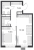 Планировка однокомнатной квартиры площадью 46.09 кв. м в новостройке ЖК "GloraX Балтийская"