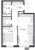 Планировка однокомнатной квартиры площадью 46.12 кв. м в новостройке ЖК "GloraX Балтийская"