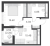 Планировка однокомнатной квартиры площадью 37.55 кв. м в новостройке ЖК "GloraX Балтийская"