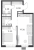Планировка однокомнатной квартиры площадью 46.27 кв. м в новостройке ЖК "GloraX Балтийская"