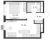 Планировка однокомнатной квартиры площадью 36.84 кв. м в новостройке ЖК "GloraX Балтийская"