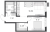 Планировка однокомнатной квартиры площадью 45.39 кв. м в новостройке ЖК "GloraX Балтийская"
