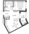 Планировка однокомнатной квартиры площадью 47.39 кв. м в новостройке ЖК "GloraX Балтийская"