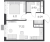 Планировка однокомнатной квартиры площадью 34.95 кв. м в новостройке ЖК "GloraX Балтийская"
