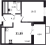 Планировка однокомнатной квартиры площадью 31.89 кв. м в новостройке ЖК "GloraX Балтийская"