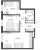Планировка двухкомнатной квартиры площадью 56.99 кв. м в новостройке ЖК "GloraX Балтийская"