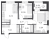 Планировка двухкомнатной квартиры площадью 58.74 кв. м в новостройке ЖК "GloraX Балтийская"